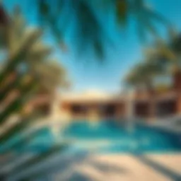 Luxurious private pool chalet surrounded by palm trees