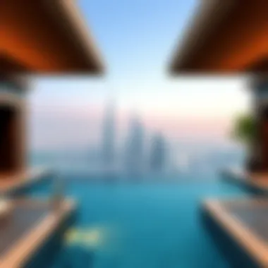 Stunning Skyline View from Private Pool Stunning view of a private pool overlooking the Dubai skyline