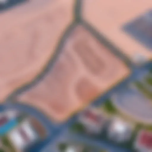 Aerial view of Al Qusais showcasing land plots available for sale