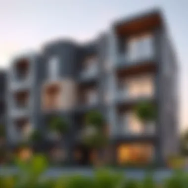 A modern apartment exterior in Muwaileh showcasing architecture