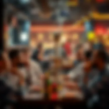 Social Dynamics Around Shisha Culture A lively group enjoying shisha in a bustling restaurant environment