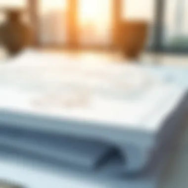 A close-up of architectural plans and blueprints