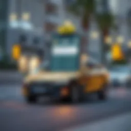 Modern taxi app interface showcasing features