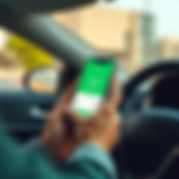 A driver using the Careem app on a smartphone