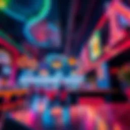 Stylish bar interior with vibrant lighting