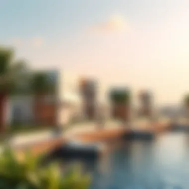 Luxury Waterfront Villas in Dubai Scenic view of luxury villas by the waterfront