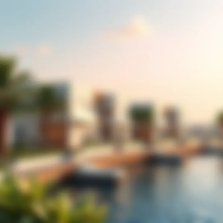 Luxury Waterfront Villas in Dubai Scenic view of luxury villas by the waterfront