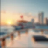 A Scenic View of Dubai Ferry in Action Ferry cruising on Dubai waters