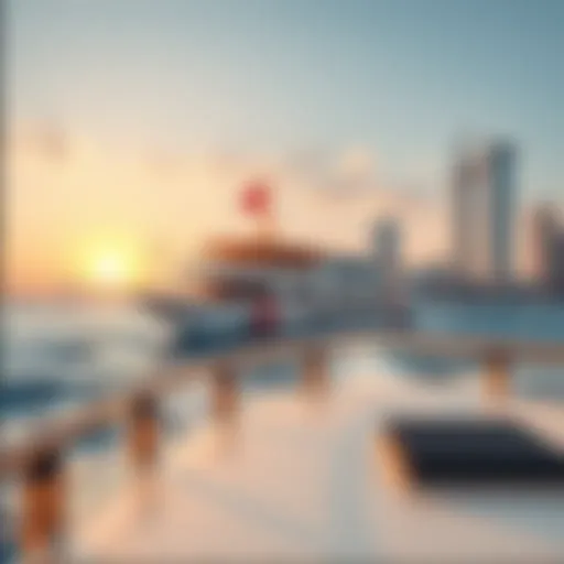 A Scenic View of Dubai Ferry in Action Ferry cruising on Dubai waters