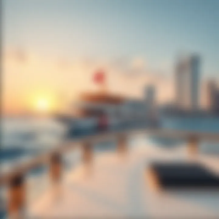 A Scenic View of Dubai Ferry in Action Ferry cruising on Dubai waters