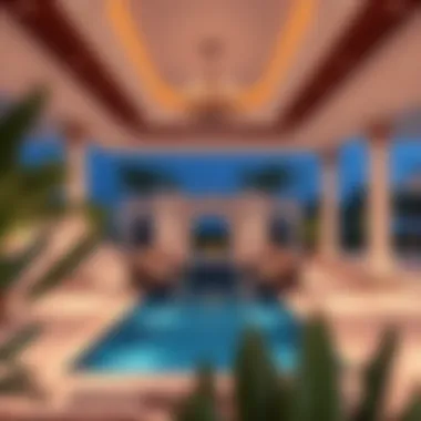 Lavish outdoor space of a Dubai mansion with pool