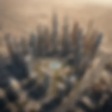 Dubai's Architectural Marvels from Above Aerial view of Dubai's skyline showcasing iconic skyscrapers