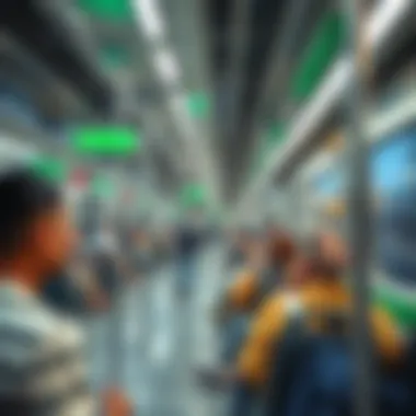 Passengers enjoying the convenience of the Green Line Metro