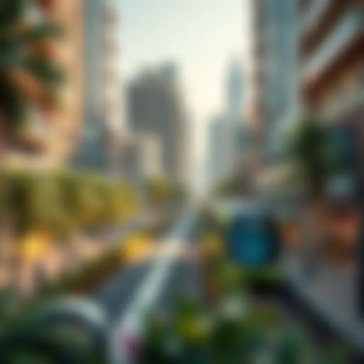 A vibrant urban scene showcasing the impact of the Green Line on real estate