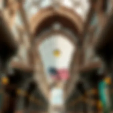 Intricately designed architectural details of the old market building.