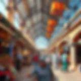 A panoramic view of the old market showcasing its vibrant stalls and traditional architecture.