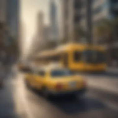 Diverse Transportation Options in Dubai Diverse modes of transport available in Dubai including taxis and buses