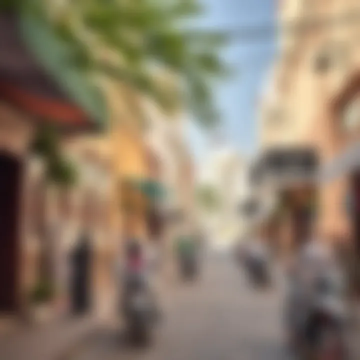 A vibrant street scene showcasing Umm Hurair's local culture