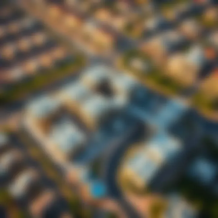Aerial view of Umm Sheif showcasing its blend of residential and commercial areas.