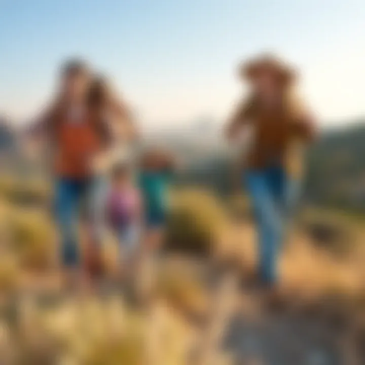 Family hiking in the scenic outdoors of Dubai