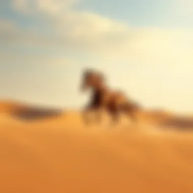 Majestic Arabian Horse in the Desert Majestic Arabian horse galloping in the desert