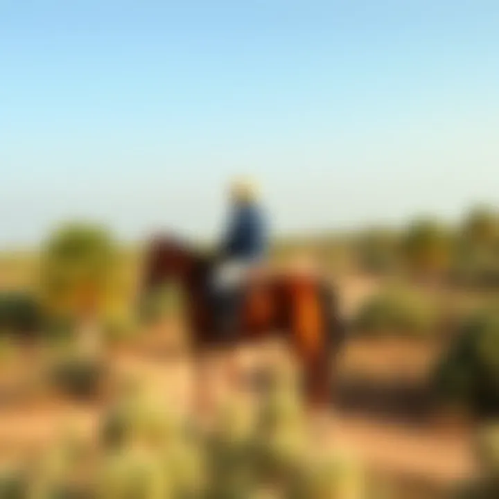 Scenic Trail Ride in Dubai Rider enjoying a scenic trail ride in Dubai's landscape