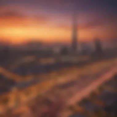 Sunset Over Dubai During Ramadan A vibrant sunset view over Dubai during Ramadan.
