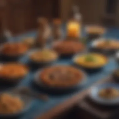 Traditional Iftar Table Setup A beautifully arranged Iftar table featuring traditional dishes.
