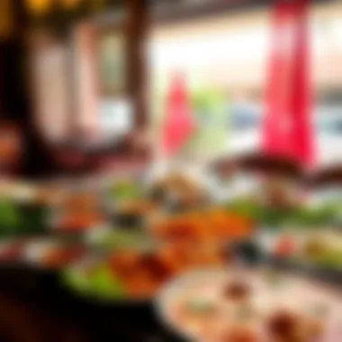 A colorful spread of traditional Indian dishes