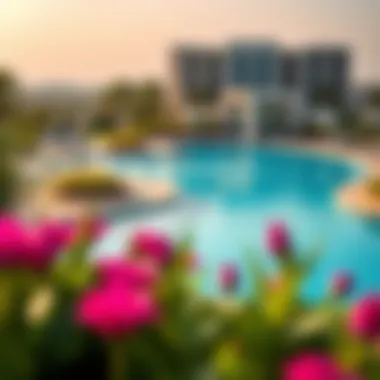 Luxurious swimming pool surrounded by lush landscaping at Khalifa Al-Fursan Resort