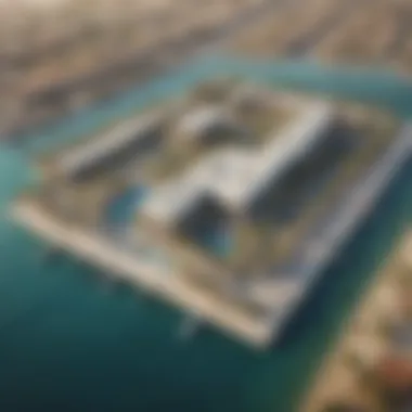 Aerial View of Lagoon Stop Aerial view of Lagoon Stop at Mina Al Arab showcasing modern architecture