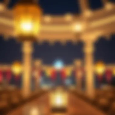 Ramadan Lanterns: Light and Celebration Festive lanterns illuminating a dining space for Ramadan