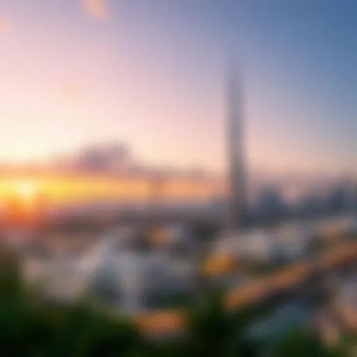 Pristine view of the sunset over Dubai skyline during Ramadan