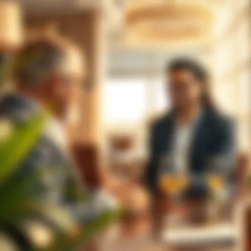 Luxury concierge service interaction with a client in a luxurious setting