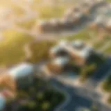 Aerial view of Mama'esh Meadows showcasing its lush landscapes and modern architecture