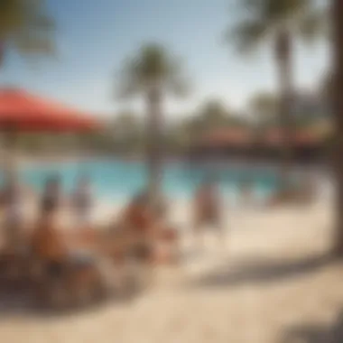 Panoramic view of families enjoying outdoor activities at Mamzar Beach Park