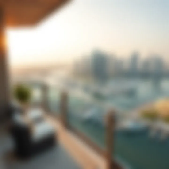 Luxurious marina view from a Dubai apartment balcony