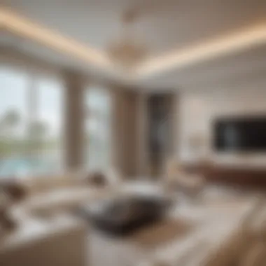 Stylish Living Room in Marina Residence Palm Luxurious living room interior in Marina Residence Palm