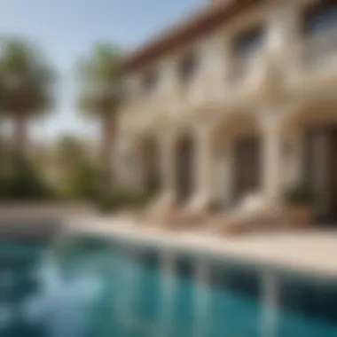 Luxurious Pool Area at Marina Residence Palm Elegant outdoor pool area in Marina Residence Palm