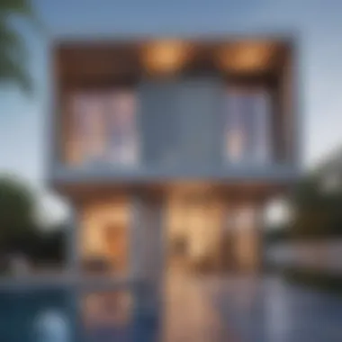 Geometric Innovations in Villa Facades Stunning modern villa facade featuring geometric designs