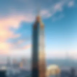 Aerial view showcasing the grandeur of Mont Rose Tower against the Dubai skyline