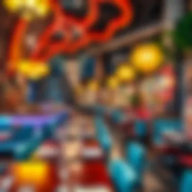 A vibrant dining area showcasing themed decor at Motiongate Dubai