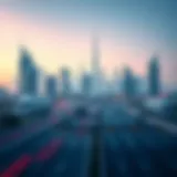 Dubai skyline with a focus on modern roads