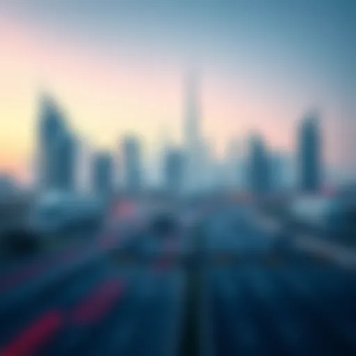 Dubai skyline with a focus on modern roads
