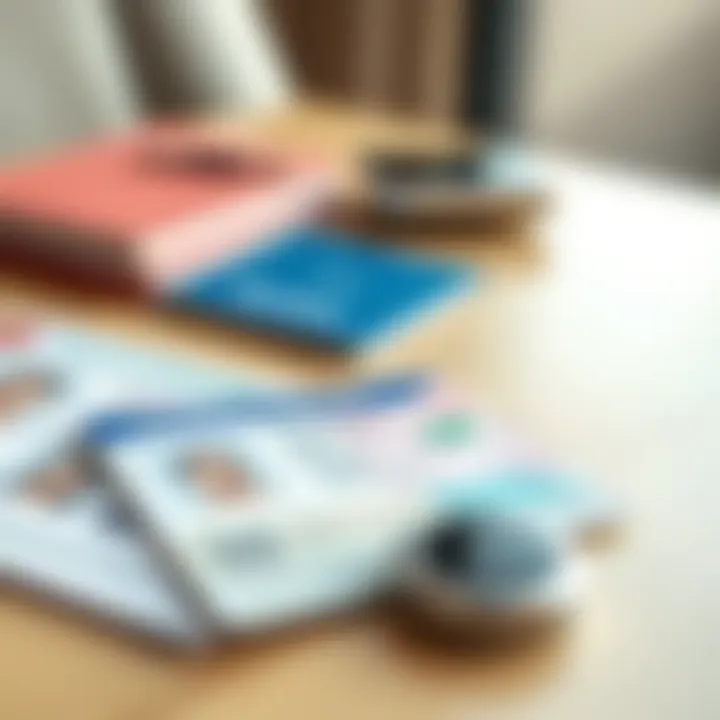 Driver's license essentials laid out on a table