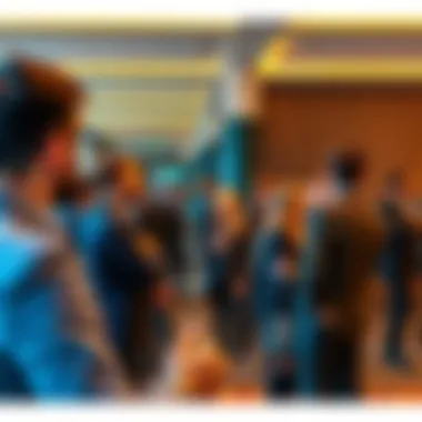 Networking in Action A networking event in progress with professionals exchanging ideas