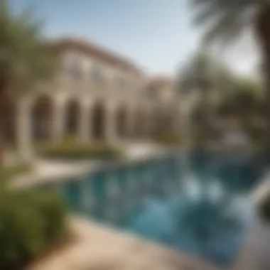 Luxury Estate with Pool and Garden Glistening pool and landscaped garden in a Dubai estate