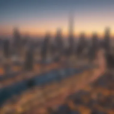 Dubai Skyline with Luxury Neighborhoods Panoramic view of Dubai skyline highlighting luxury neighborhoods