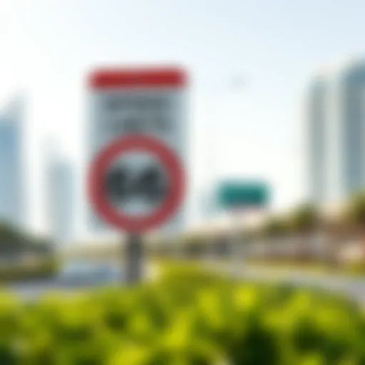 Traffic sign indicating speed limits in Dubai