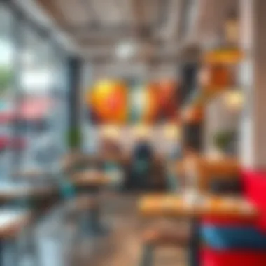 Modern Cafe Ambiance in Bay Area Vibrant cafe interior reflecting modern design